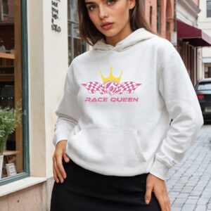 Race Queen Pink and White Crest Hoodie
